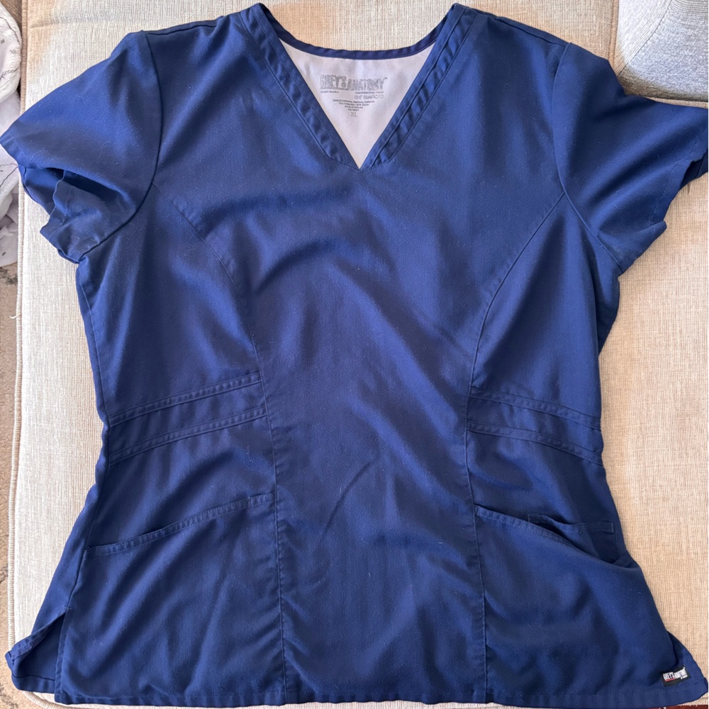 Greys Anatomy navy scrub top